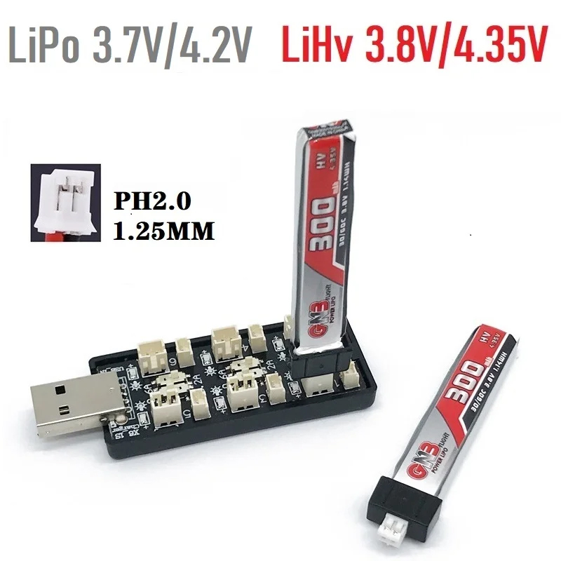 Drone Battery Connector - 6CH USB 1S LiPo/LiHv 3.7V/4.2V 3.8V/4.35V