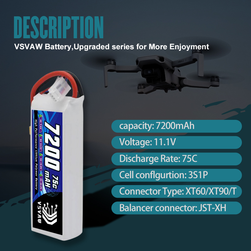 VSVAW 3S Lipo Battery 11.1V 72 - Drone Battery 3S ulasan dan harga
