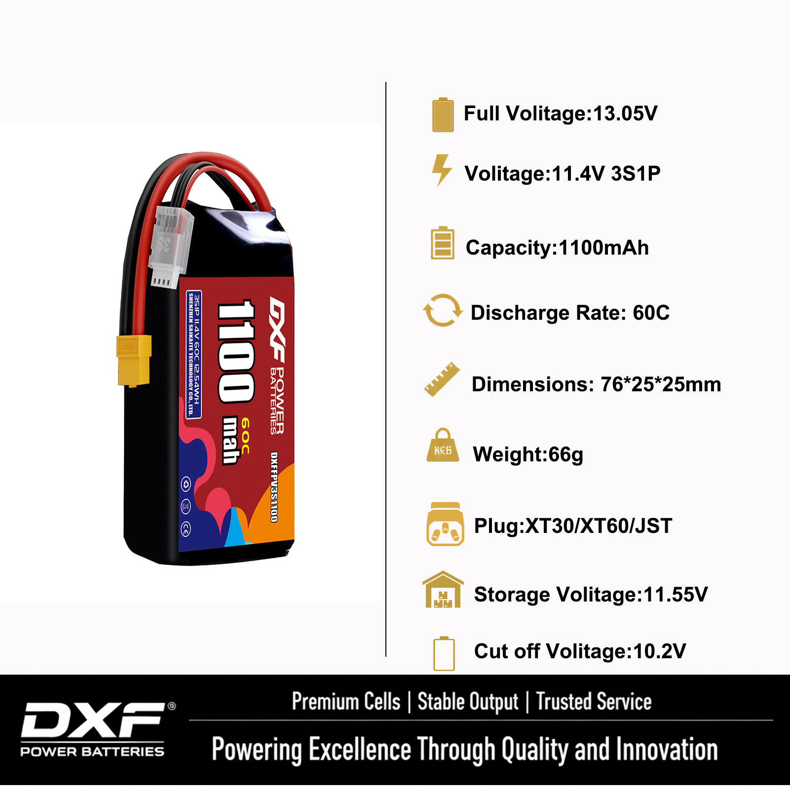DXF Lipo 3S Battery 11.4V 1700 - Drone Battery 3S ulasan dan harga