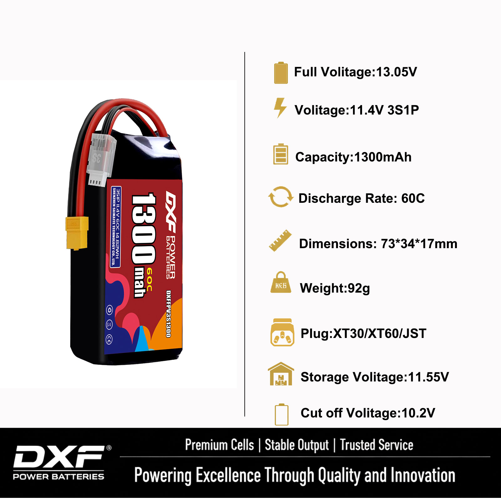 DXF Lipo 3S Battery 11.4V 1700 - Drone Battery 3S ulasan dan harga
