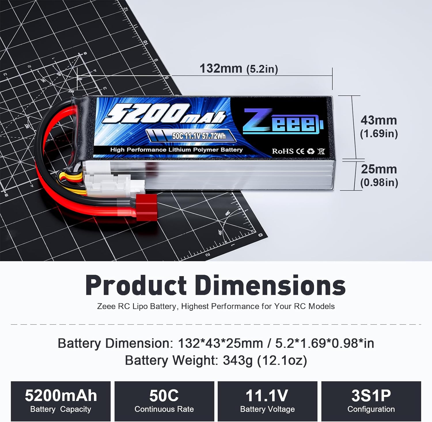 1/2units Zeee 11.1V 50C 5200mA - Drone Battery 3S ulasan dan harga